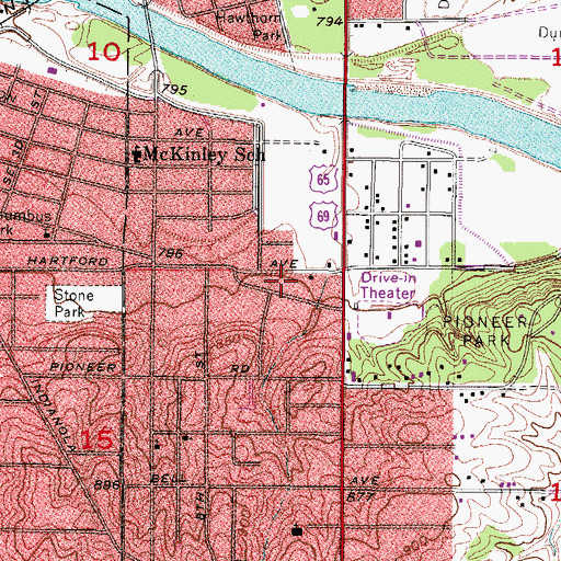 Topographic Map of Faith Harvest Tabernacle Church, IA