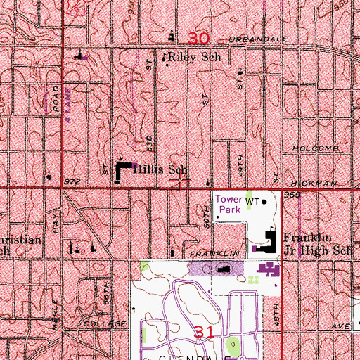 Topographic Map of Hickman Road Church of Christ, IA