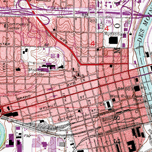 Topographic Map of Saint Paul's Episcopal Cathedral, IA