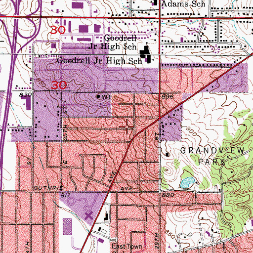 Topographic Map of Grandview Church of Christ, IA