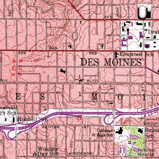 Topographic Map of Collegiate Church, IA