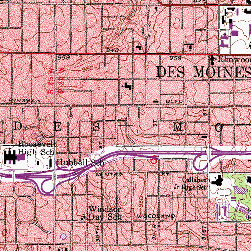 Topographic Map of Des Moines Fellowship Church, IA
