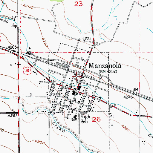 Topographic Map of Manzanola, CO