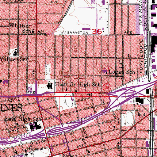 Topographic Map of Emmanuel Church of God in Christ, IA