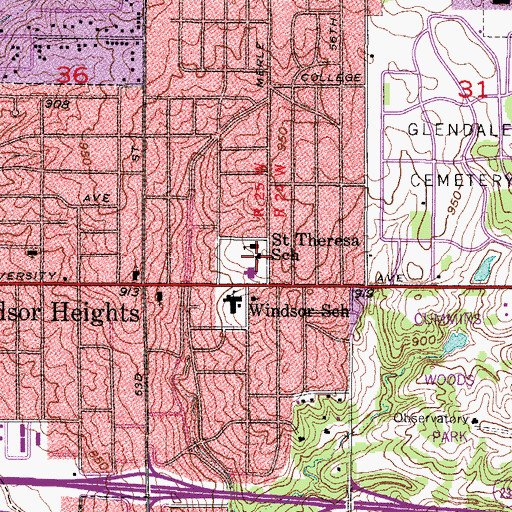Topographic Map of Saint Theresa's Catholic Church, IA