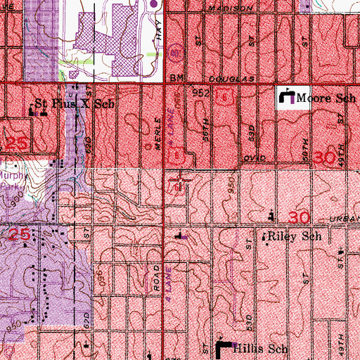 Topographic Map of Heartland Church of the Open Bible, IA