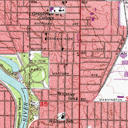 Topographic Map of Union Park United Presbyterian Church, IA