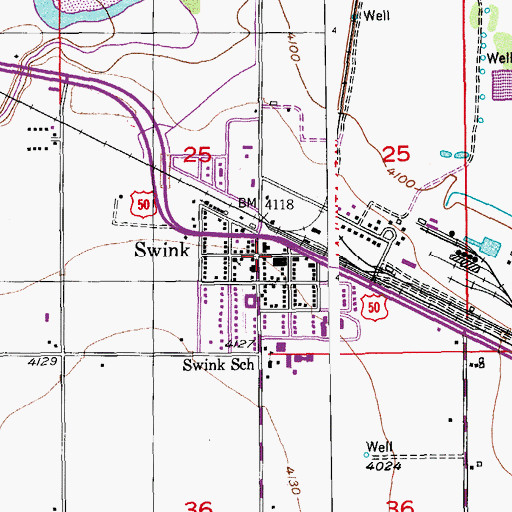 Topographic Map of Swink, CO