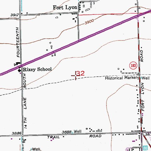 Topographic Map of Fort Lyon, CO