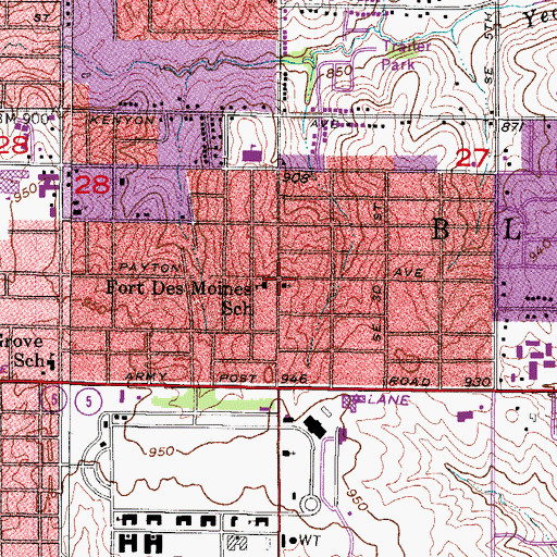 Topographic Map of Fort Des Moines Presbyterian Church, IA