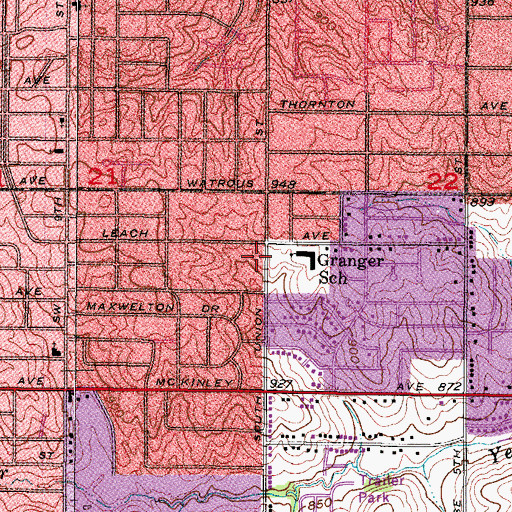 Topographic Map of Southside Church of the Nazarene, IA