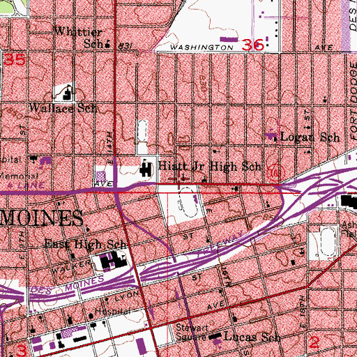 Topographic Map of Bethel African Methodist Church, IA