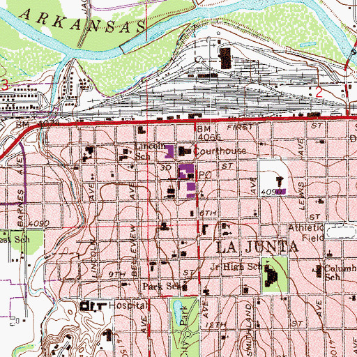 Topographic Map of La Junta, CO