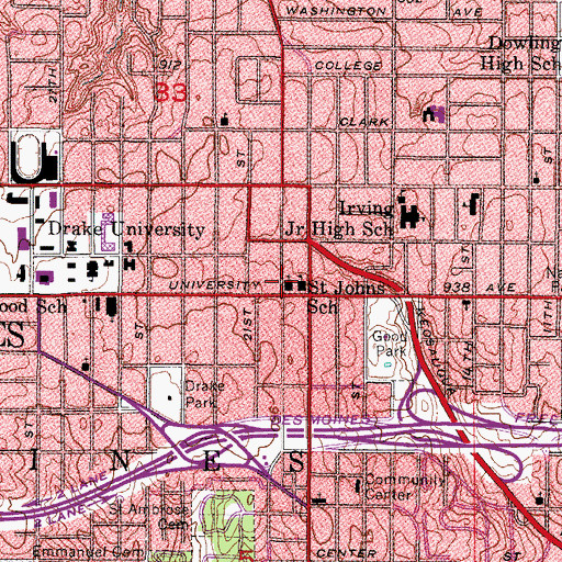Topographic Map of Basilica of Saint John, IA
