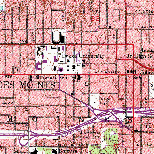 Topographic Map of First Christian Church, IA