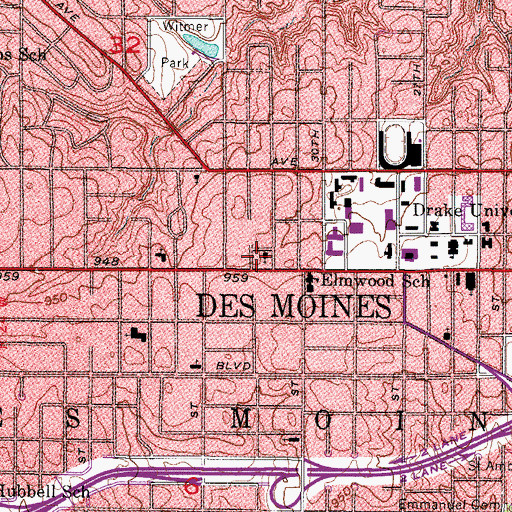 Topographic Map of Trinity Lutheran Church, IA