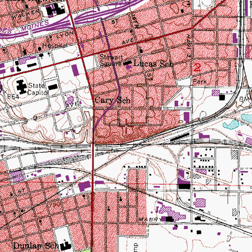 Topographic Map of Vine Street Gospel Chapel, IA