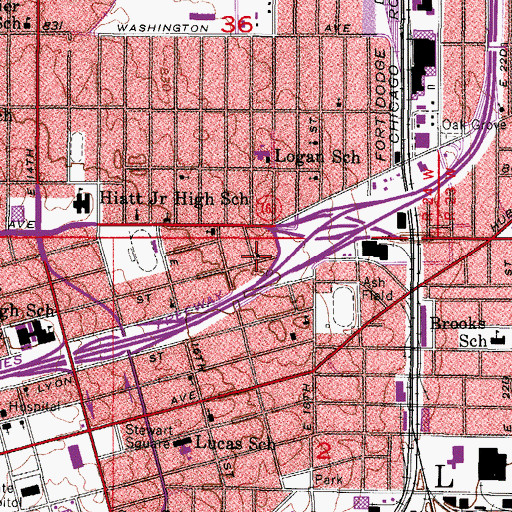 Topographic Map of Pilgrim Baptist Church, IA