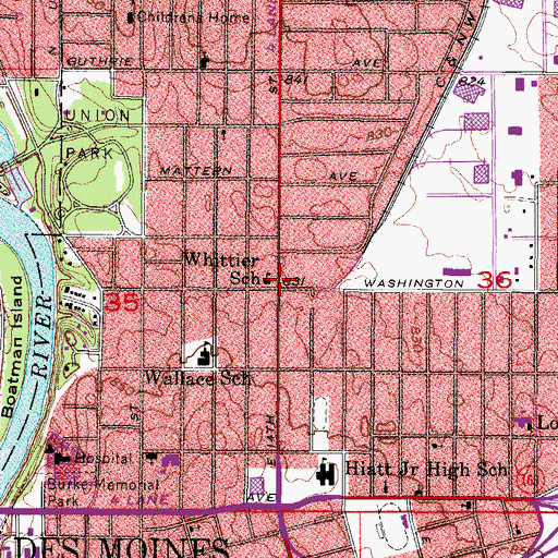 Topographic Map of Jehovah's Witnesses Union Park Congregation, IA