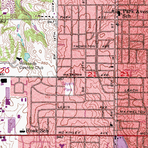Topographic Map of Lincoln Heights Lutheran Church, IA