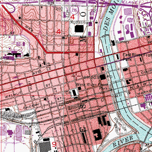 Topographic Map of First Baptist Church, IA