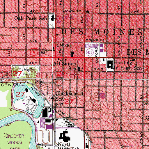 Topographic Map of Metro Assembly of God Church, IA