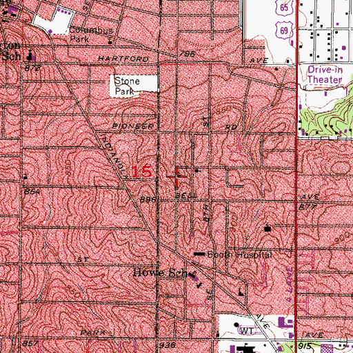 Topographic Map of Southside Assembly Church, IA