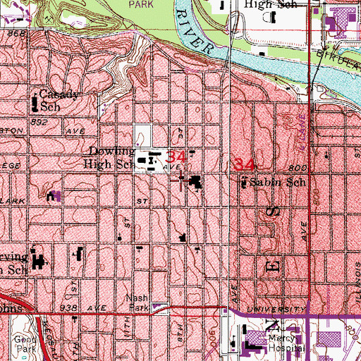 Topographic Map of Trinity United Methodist Church, IA