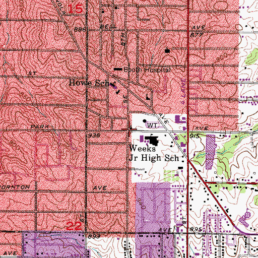 Topographic Map of Indianola Heights Christian Church, IA
