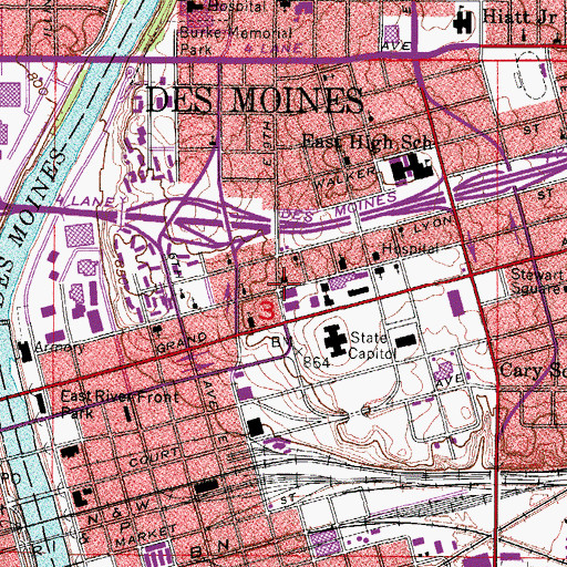 Topographic Map of Central Lutheran Church, IA