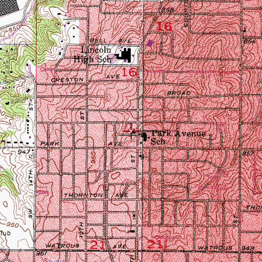Topographic Map of Park Avenue Presbyterian Church, IA