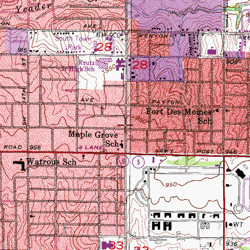 Topographic Map of Fort Des Moines United Methodist Church, IA