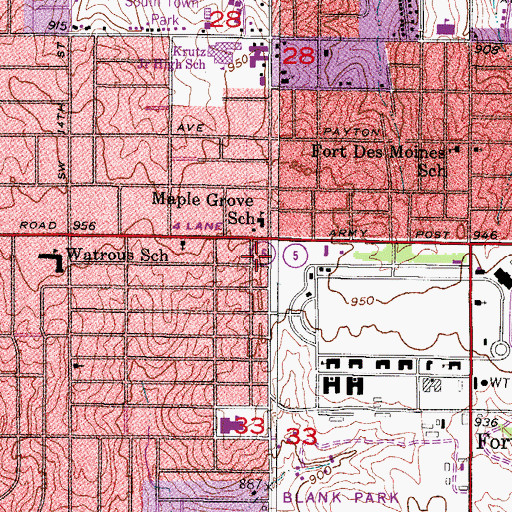 Topographic Map of Emmanuel Baptist Church, IA