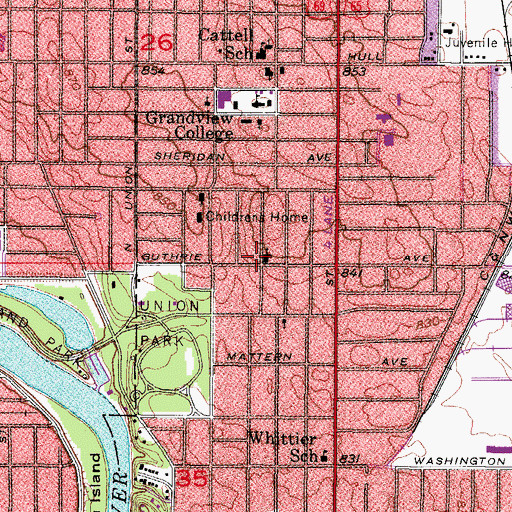 Topographic Map of Union Park Methodist Church, IA