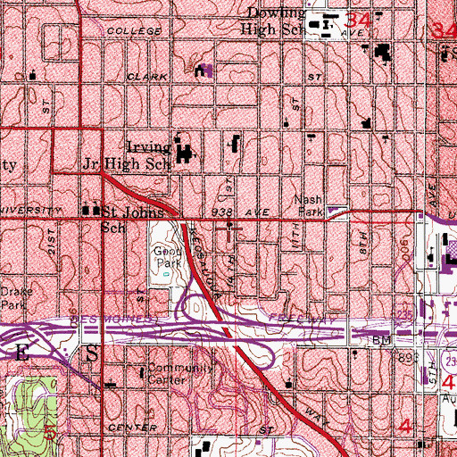 Topographic Map of Restoration Misistries, IA