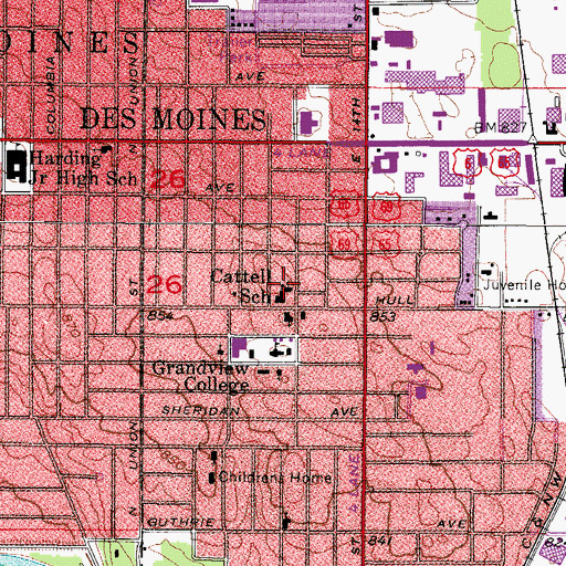 Topographic Map of Miller United Methodist Church, IA