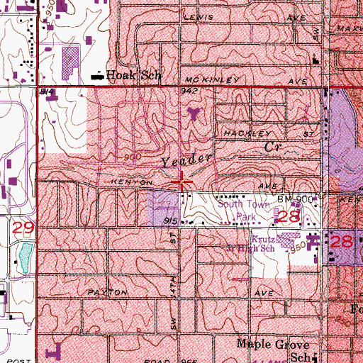 Topographic Map of Peace Evangelical Lutheran Church, IA