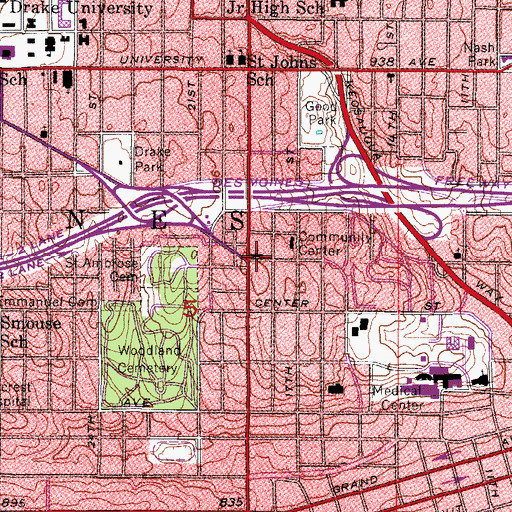 Topographic Map of Kingsway Cathedral, IA