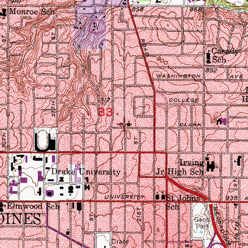 Topographic Map of Faith Church of the Nazarene, IA