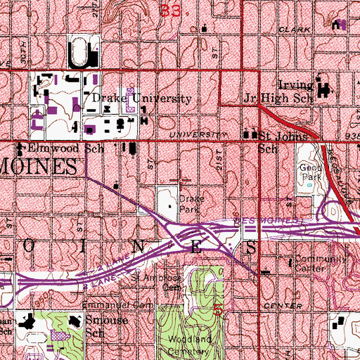 Topographic Map of New Life Center, IA