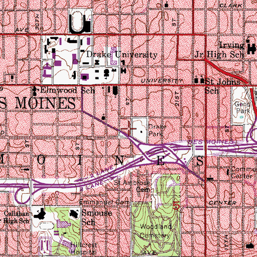 Topographic Map of Cottage Avenue Grove Presbyterian Church, IA