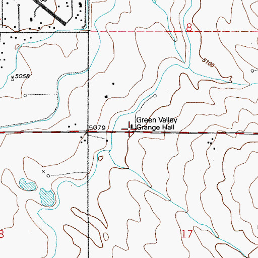 Topographic Map of Green Valley Grange Hall, CO