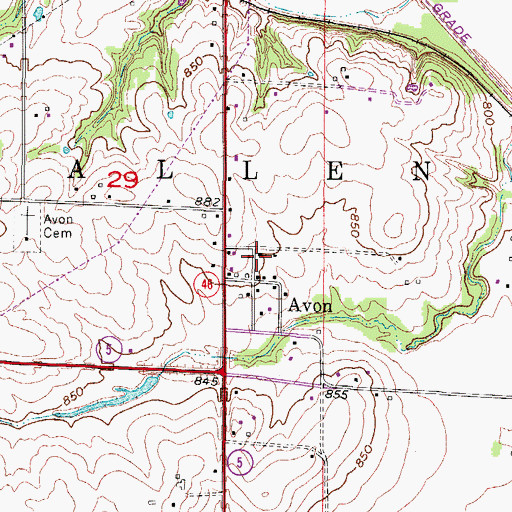 Topographic Map of Avon Community Church, IA