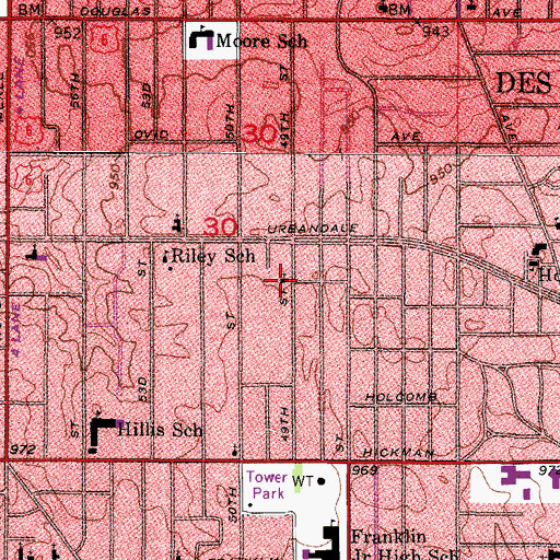 Topographic Map of Immanuel United Methodist Church, IA