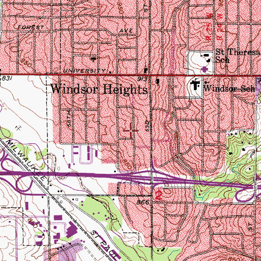 Topographic Map of Walnut Creek Community Church, IA