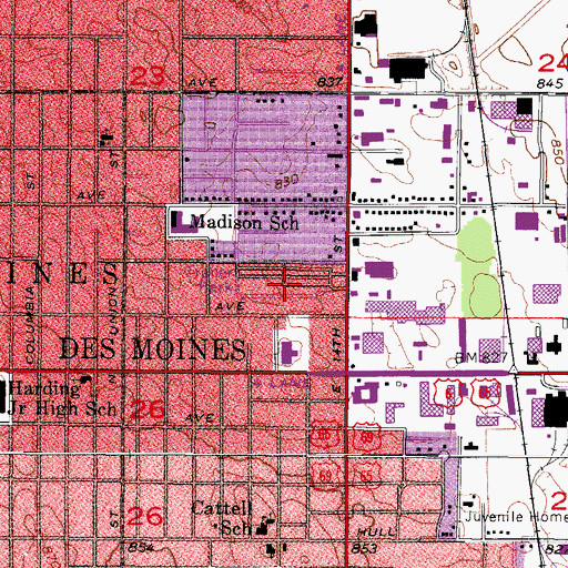Topographic Map of Pine Grove Mobile Home Park, IA
