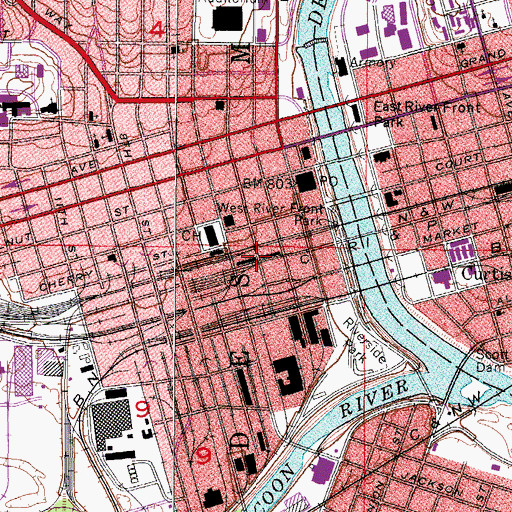 Topographic Map of Rock Island Railroad Depot, IA