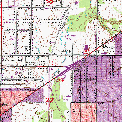 Topographic Map of Grandview Village Mobile Home Park, IA