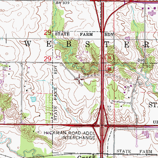 Topographic Map of Living History Farms Welcome Center, IA