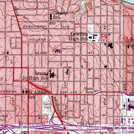 Topographic Map of Des Moines Forest Avenue Library, IA